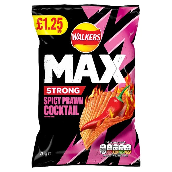 Walkers Max Strong Fiery Prawn Cocktail 70g