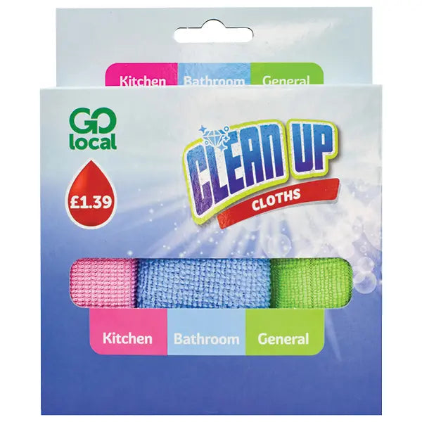 Go Local Microfibre Cloths 3pk