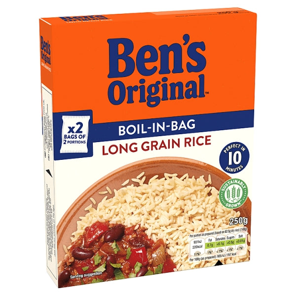 Bens Original Boil In Bag Long Grain Rice 250g