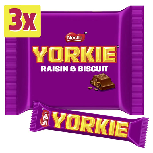 Yorkie Raisin & Biscuit Chocolate Bar 3 Pack Multipack 132g