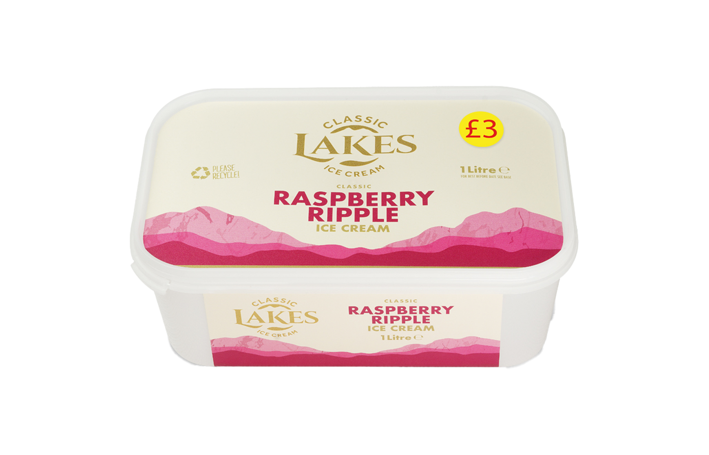 Lakes Raspberry Ripple Ice Cream 1L