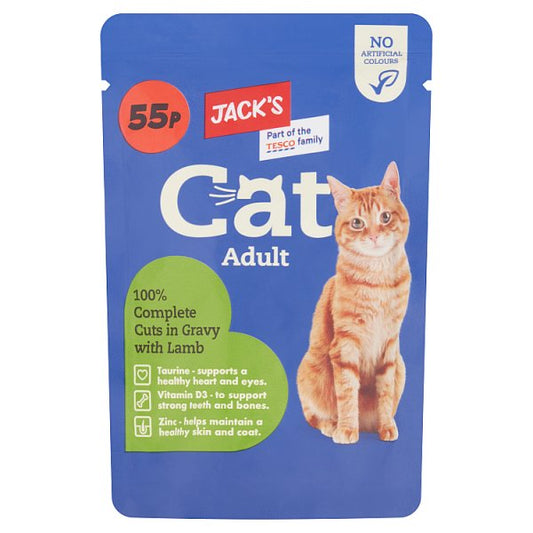 Jack's Cat Adult 100% Complete Cuts in Gravy with Lamb 100g