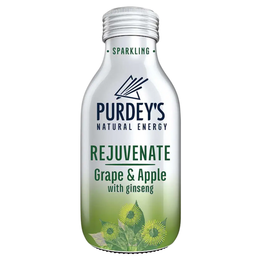 Purdey's Natural Energy Rejuvenate Sparkling Grape & Apple with Ginseng Bottle 330ml