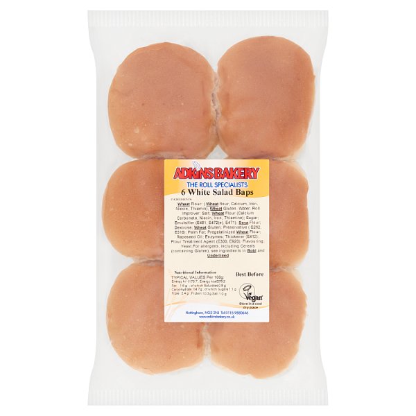 Adkins Bakery 6 White Salad Baps