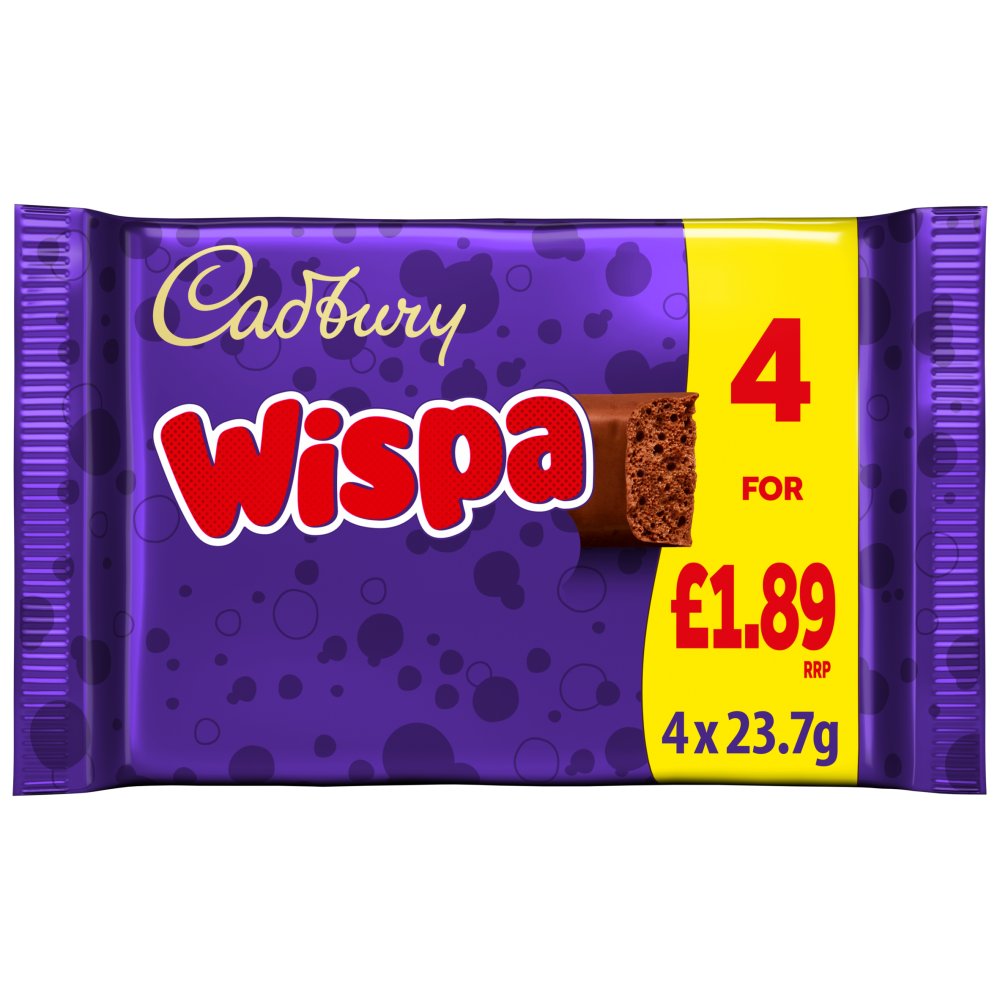 Cadbury Wispa Chocolate Bar 4 Pack Multipack 94.8g