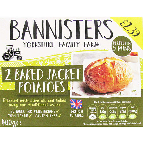 Bannisters Yorkshire Family Farm 2 Baked Jacket Potatoes 400g