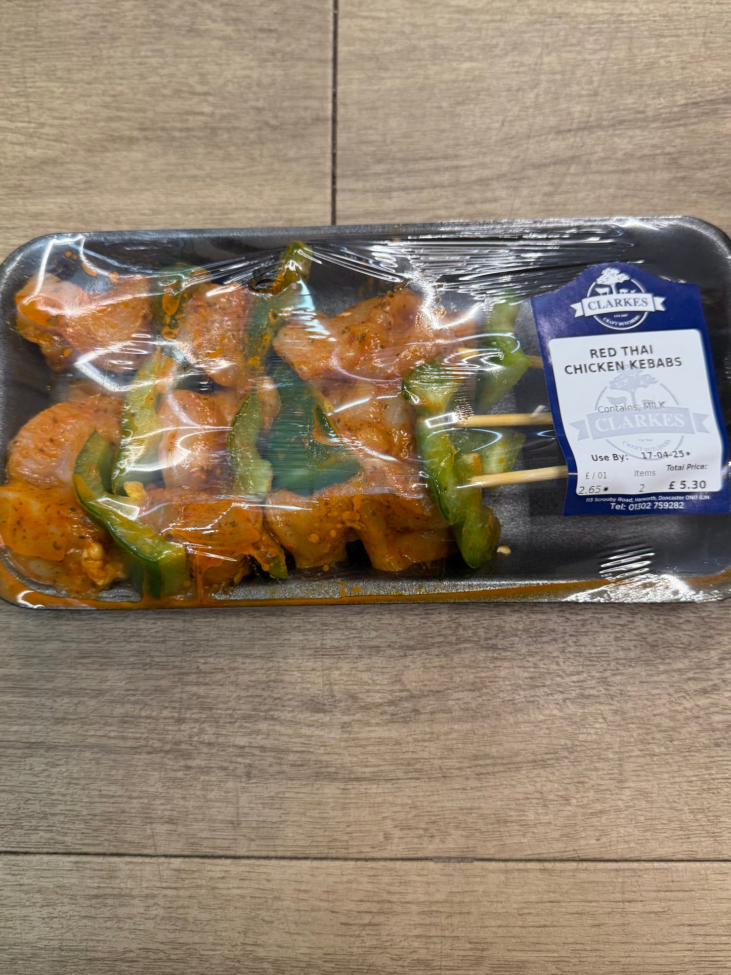 Clarkes Butchers 2 Red Thai Chicken Kebabs