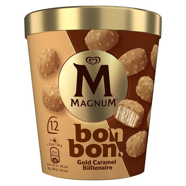 Magnum Bon Bon Ice Cream Gold Caramel Billionaire 12x 17 ml (204 ml)