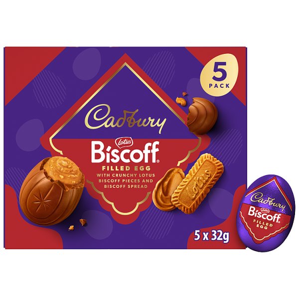 Cadbury Biscoff Filled Chocolate Egg Multipack 160g (5 x 32g)