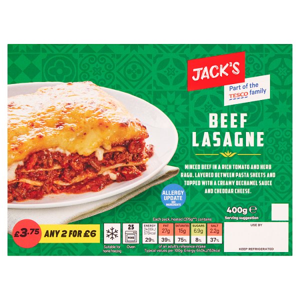 Jack's Beef Lasagne 400g