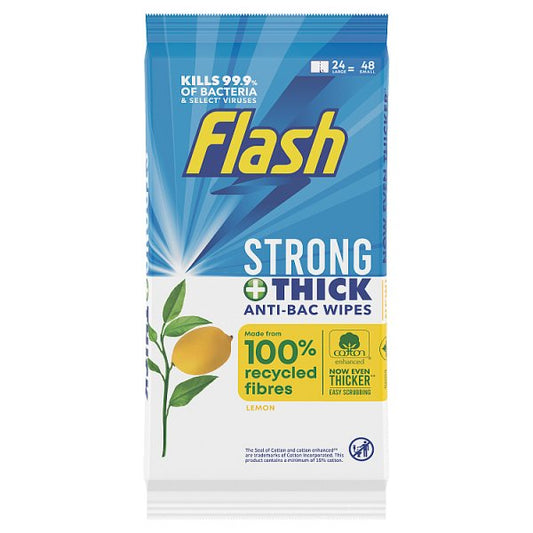Flash Cleaning Wipes Antibacterial Lemon 24