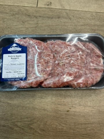 Clarkes Butchers Pork & Apple Burgers