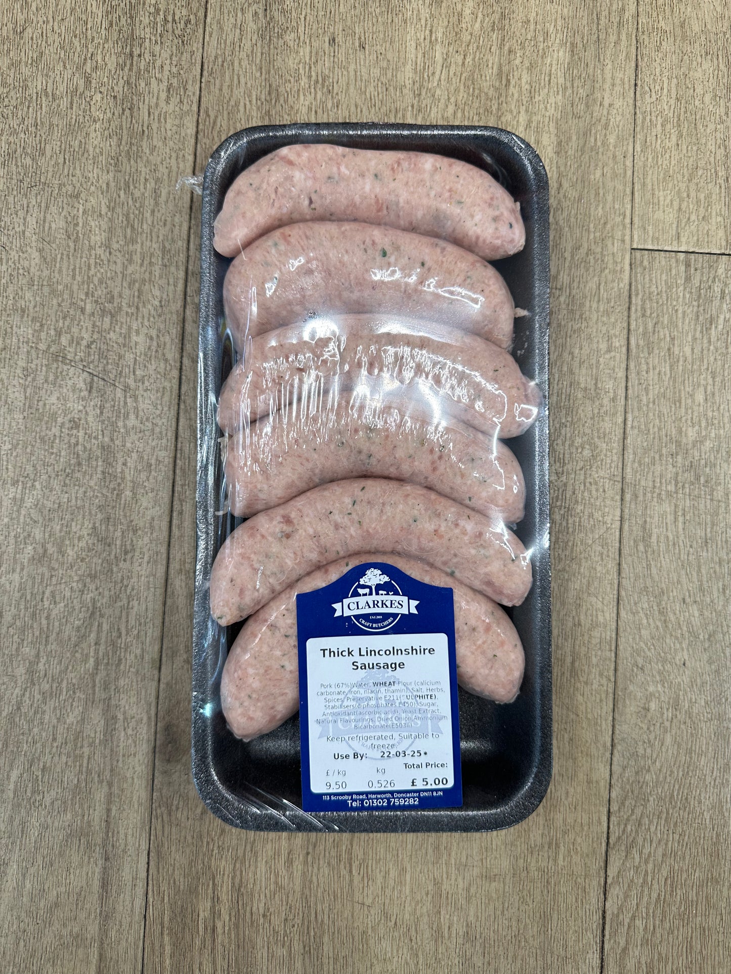 Clarkes Butchers 6 Thick Lincolnshire Sausages