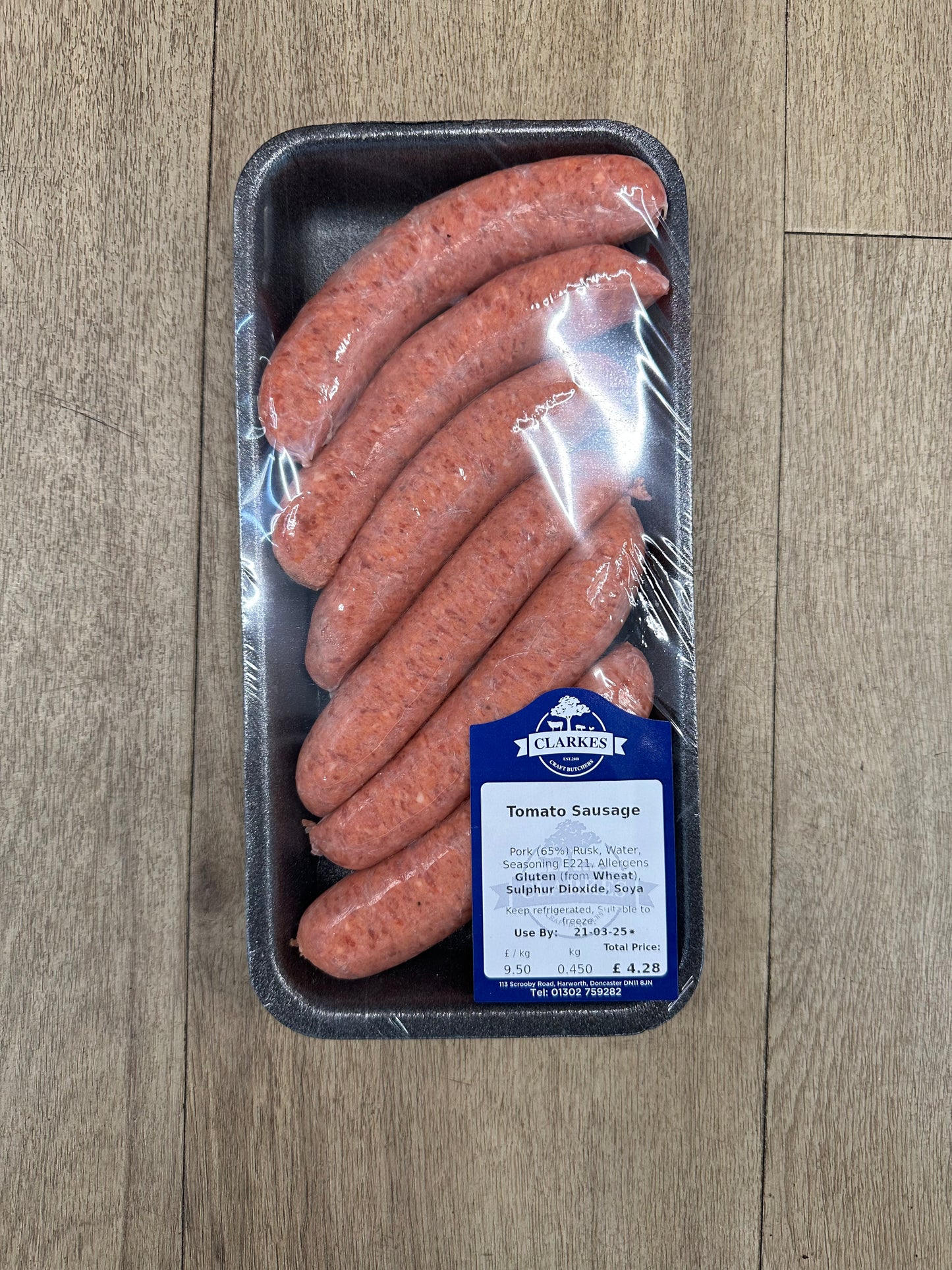 Clarkes Butchers 6 Thick Tomato Sausages