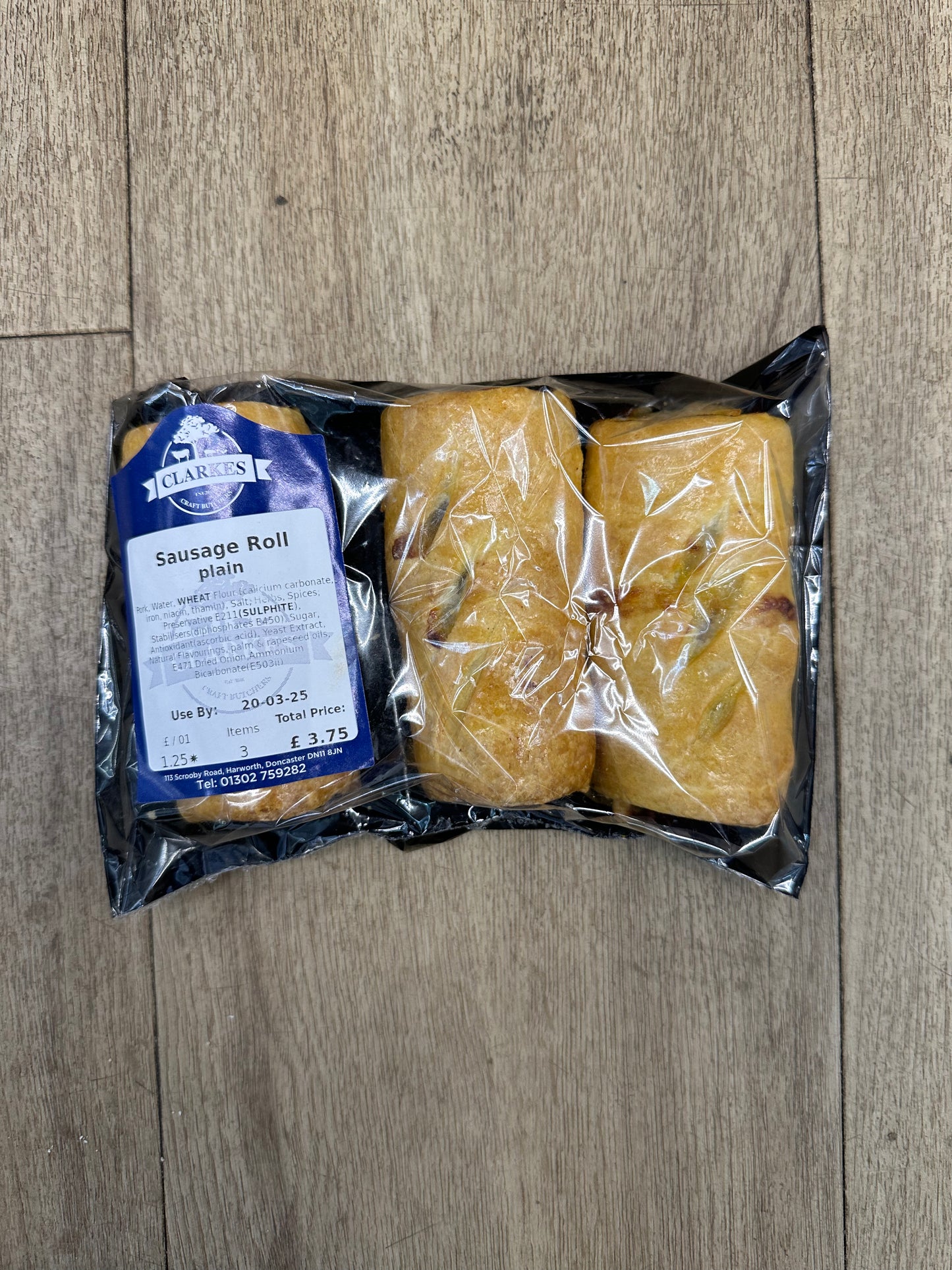 Clarkes Butchers Plain Sausage Roll 3 pack