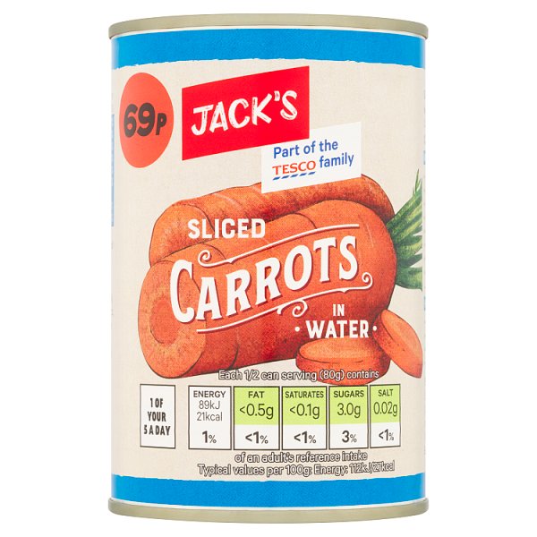 Jack's Sliced Carrots in Water 300g