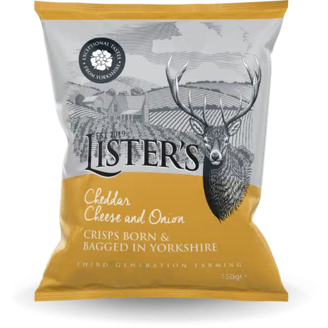 Listers Cheddar Cheese & Onion Crisps 150g