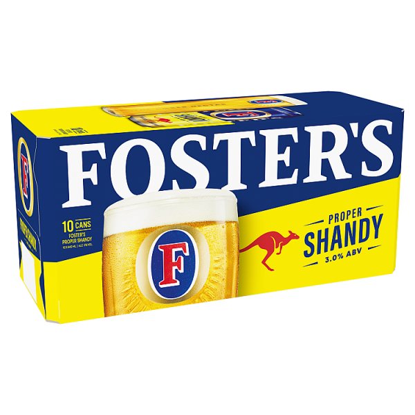 Fosters Proper Lager Shandy Beer 10x440ml