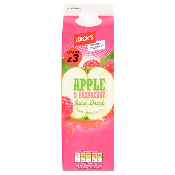 Jack's Apple & Raspberry Juice Drink from Concentrate 1 Litre