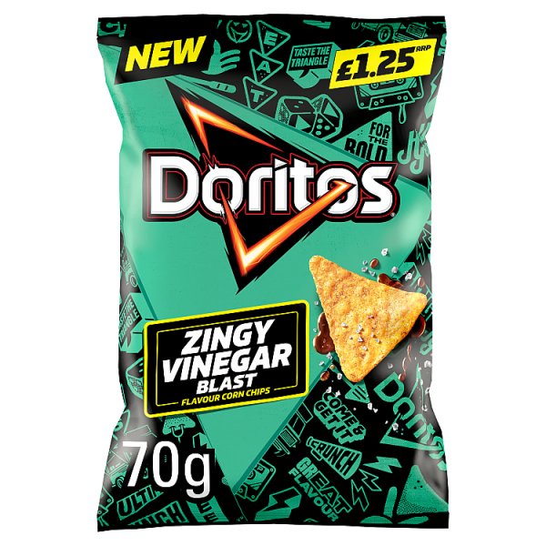 Doritos Zingy Vinegar Tortilla Chips Sharing Crisps 70g