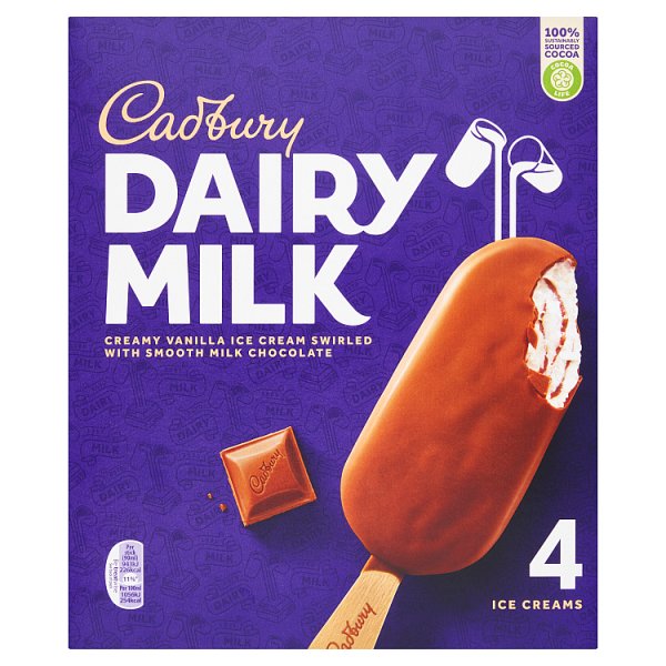 Cadbury Dairy Milk Ice Creams 4x90ml (360ml)