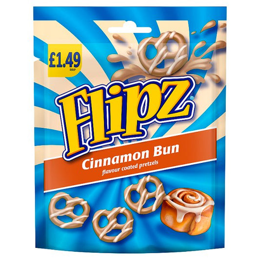 Flipz Cinnamon Bun Flavour Coated Pretzel Snacks 80g