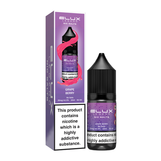 Elux Legend 10ml Nicotine Salt E-Liquids GRAPE BERRY 10mg Nic Salts