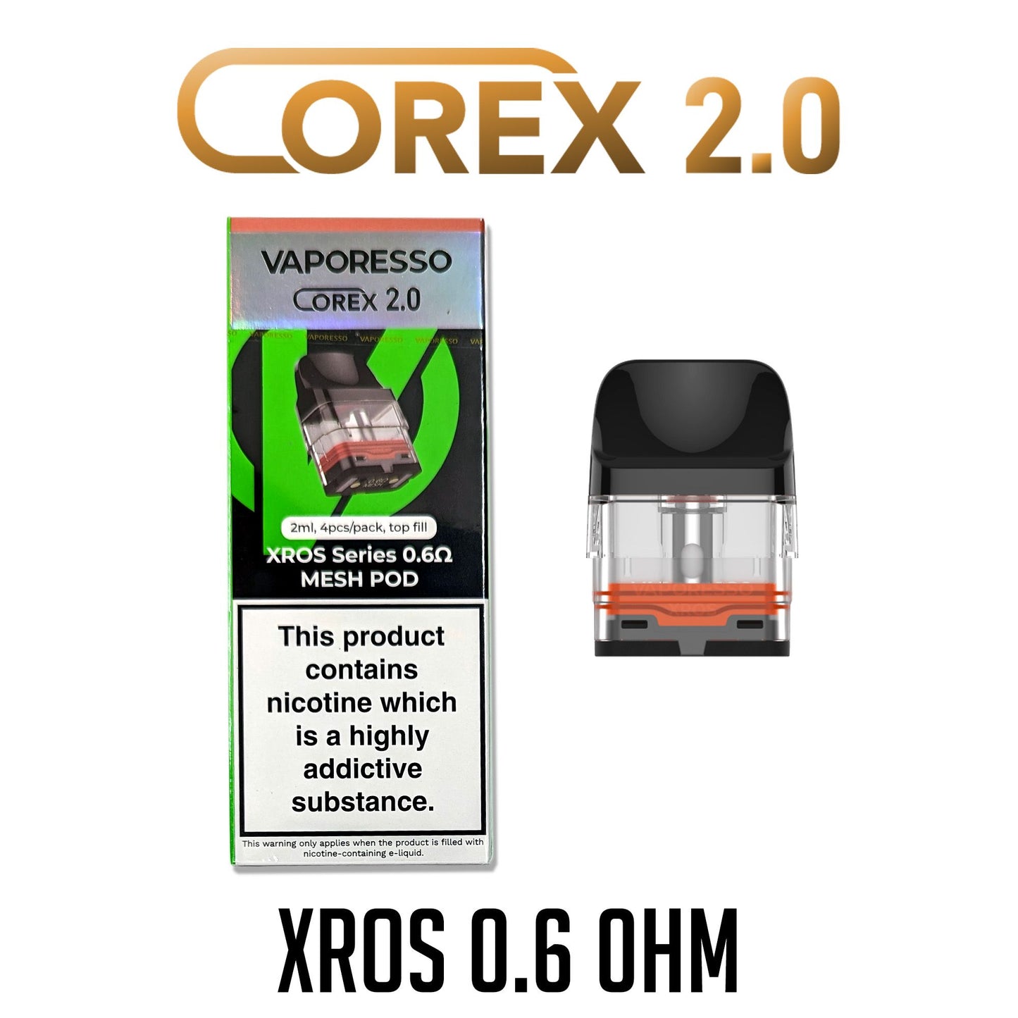 Vaporesso XROS Series COREX 2.0 Replacement Pods 0.6 Ohm (4 Pack)