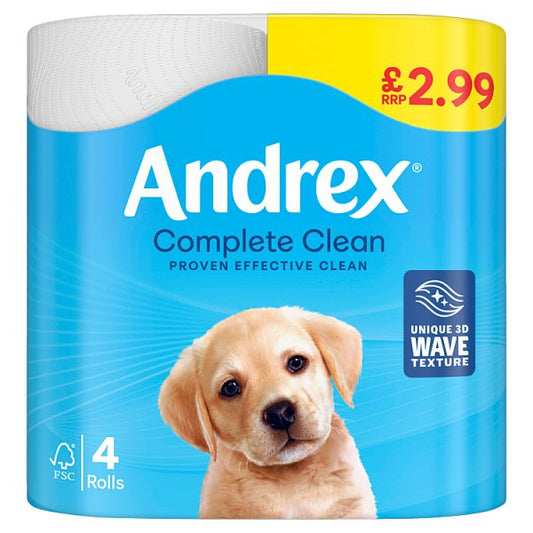 Andrex Complete Clean Toilet Tissues 4 Rolls