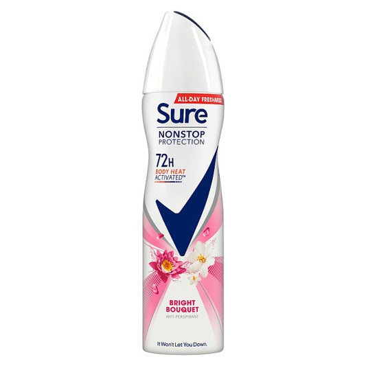 Sure Anti-Perspirant Deodorant Aerosol Bright Bouquet Nonstop Protection 150ml