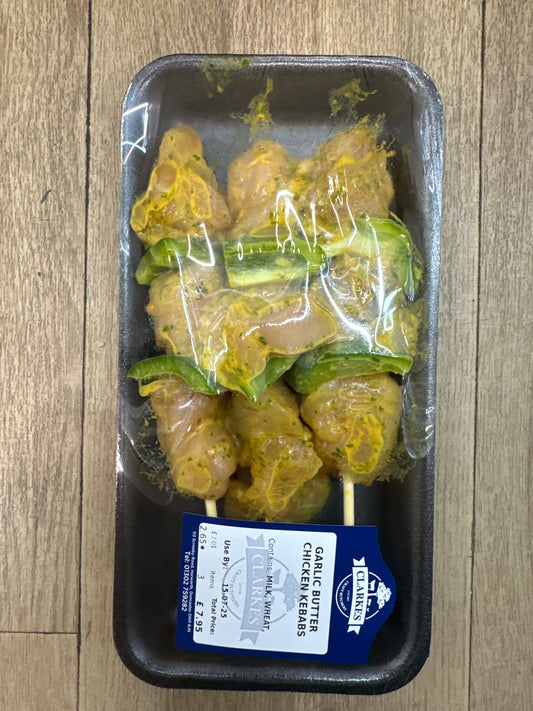 Clarkes Butchers Garlic Butter Chicken Kebabs