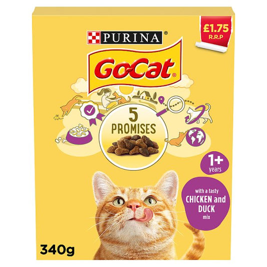 GO-CAT Chicken and Duck Dry Cat Food 340g