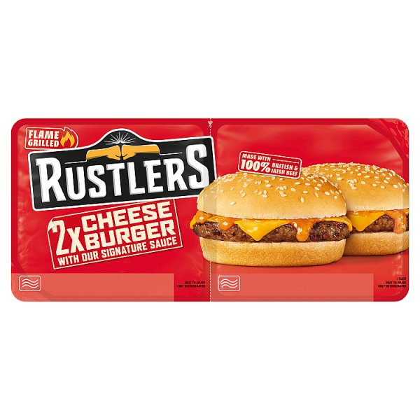 Rustlers 2 Flame Grilled Cheese Burgers 264g