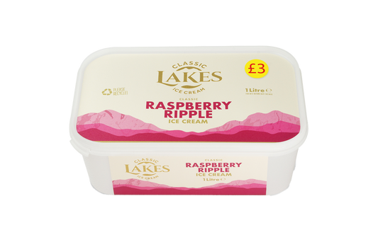 Lakes Raspberry Ripple Ice Cream 1L