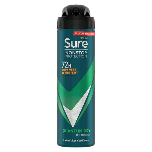 Sure Men Anti-perspirant Deodorant Aerosol Quantum Dry Nonstop Protection 150ml