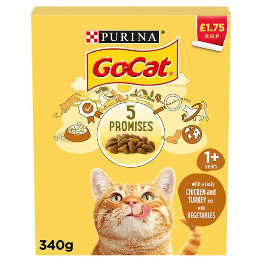 GO-CAT Chicken and Turkey Dry Cat Food 340g