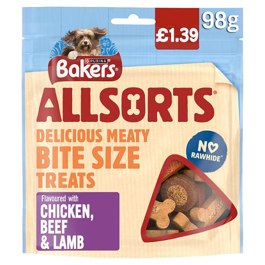 BAKERS Allsorts Chicken, Beef and Lamb Dog Treats 98g