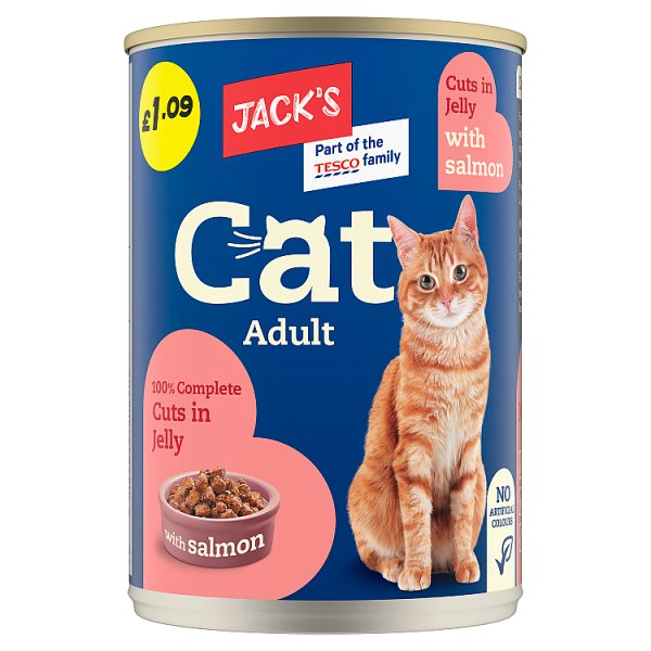 Jack's Cat Adult 100% Complete Cuts in Jelly with Salmon 415g