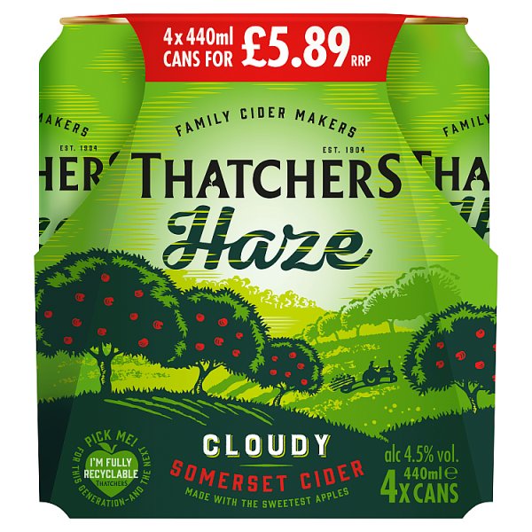 Thatchers Haze Cloudy Somerset Cider 4x440ml