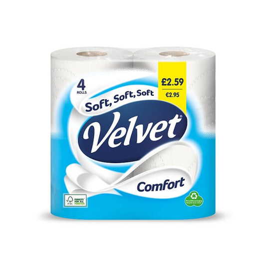 Velvet Comfort Toilet Roll 4 Rolls