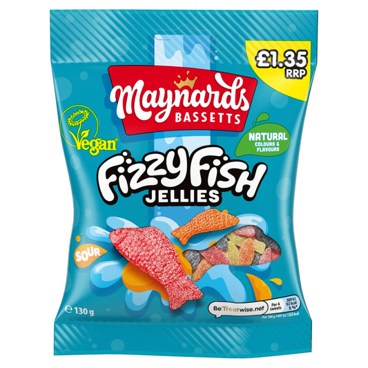 Maynards Bassetts Fizzy Fish Sweets Bag 130g