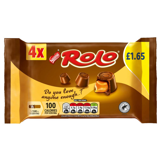 Rolo Milk Chocolate & Toffee Tube 4 Pack Multipack 166.4g