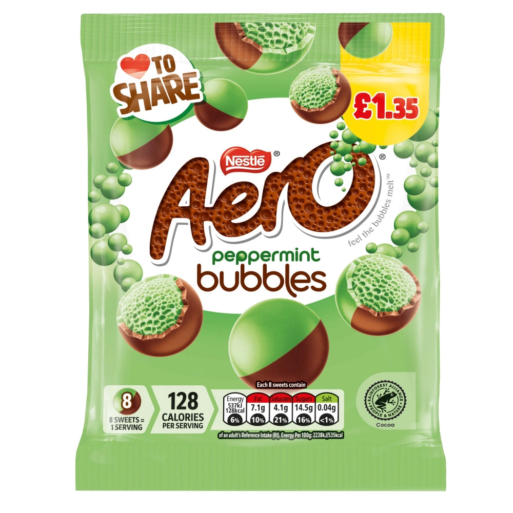 Aero Bubbles Peppermint Chocolate Sharing Bag 80g