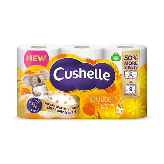 Cushelle Quilted Daisy Toilet Roll 6 Rolls 50% More Sheets