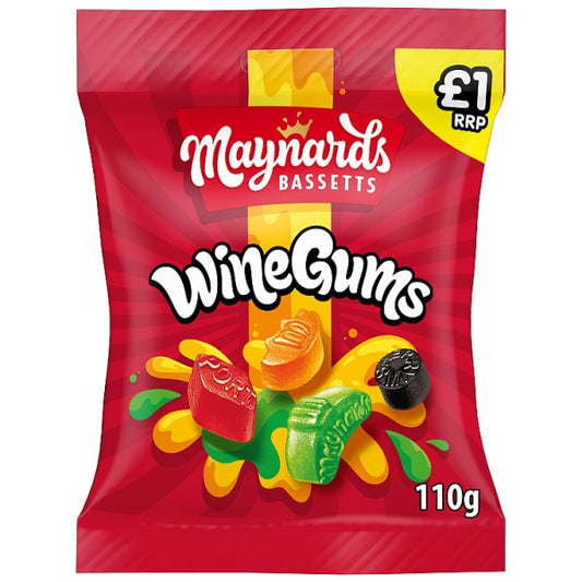 Maynards Bassetts Wine Gums Sweets Bag 130g