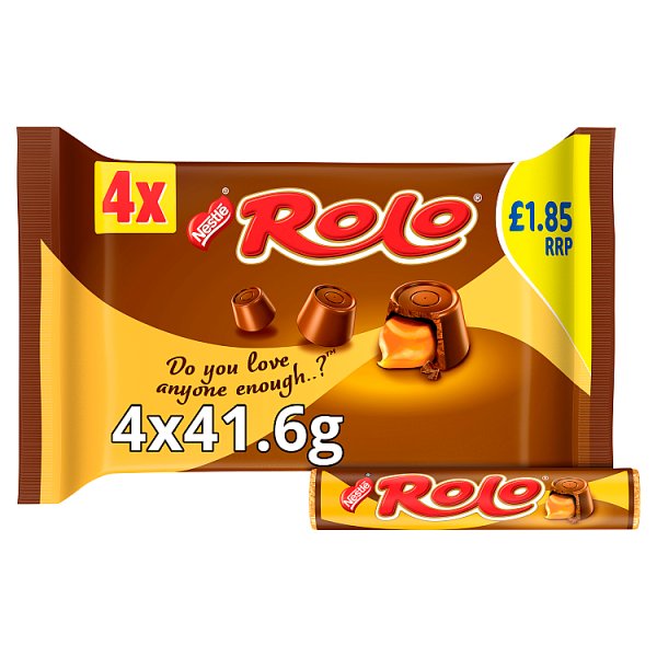 Rolo Milk Chocolate & Toffee Tube 4 Pack Multipack 166.4g