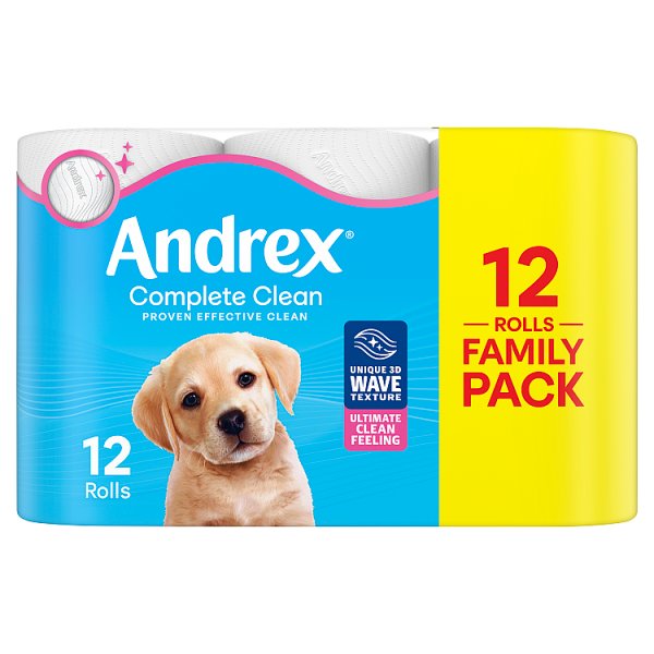 Andrex Complete Clean Toilet Tissue Standard 12 Rolls