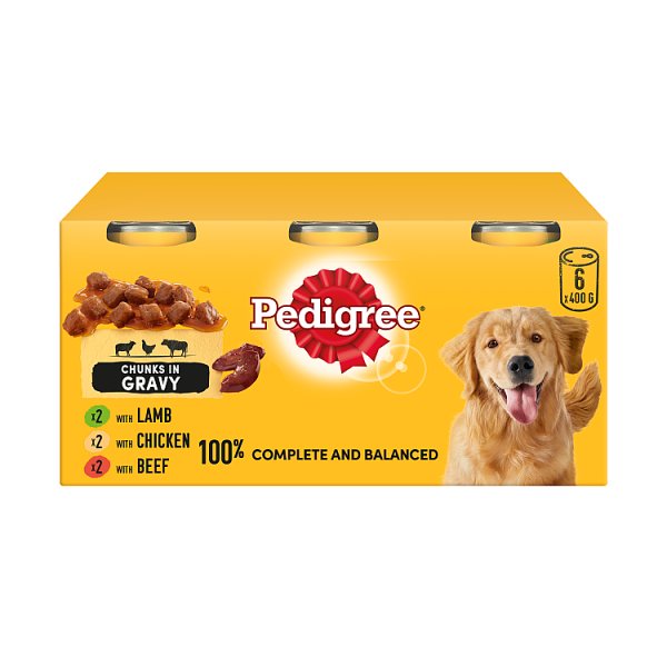 Pedigree Adult Wet Dog Food Tins Mixed in Gravy 6x400g