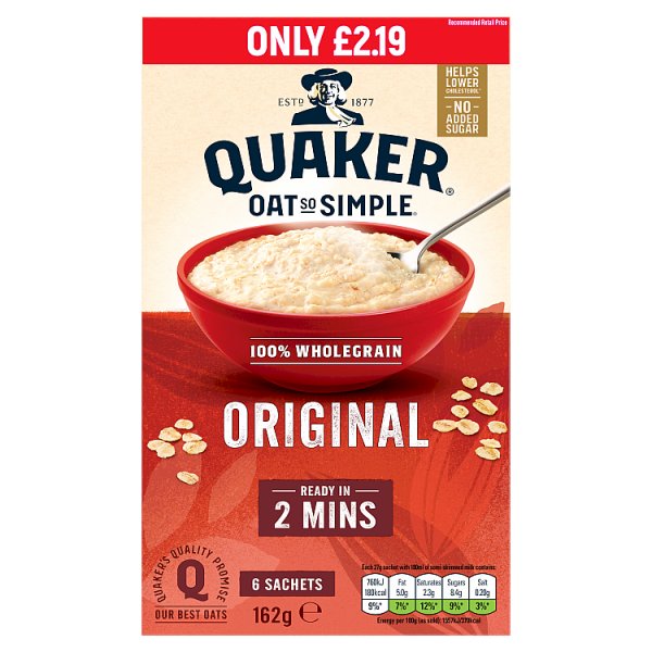 Quaker Oat So Simple Original Porridge Sachets 6x27g