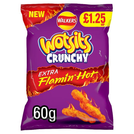 Wotsits Crunchy Extra Flamin' Hot Sharing Bag Crisps 60g